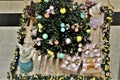 Hanging Christmas decoration with Christmas tree and rabbits and gifts