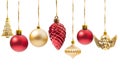 Hanging Christmas globes or various decorations Royalty Free Stock Photo