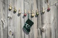 Hanging Christmas Stocking and Balls Fence Royalty Free Stock Photo