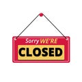 Hanging closed board sign vector