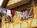 Hanging clothes at Fachwerkhaus Royalty Free Stock Photo