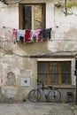 Hanging clothes over a bicycle Royalty Free Stock Photo