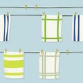 Hanging cloths on clothesline