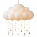 A hanging cloud lamp with tiny LED lights mimicking rain drops Royalty Free Stock Photo
