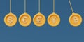 hanging coins with currency symbol.3d rendering Royalty Free Stock Photo