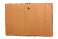 Hanging corrugated cardboard sheet isolated with clipping path