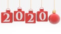 Hanging cubes in coral with new year concept Royalty Free Stock Photo