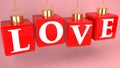 Hanging cubes in red color with love concept Royalty Free Stock Photo