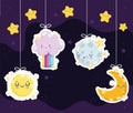 hanging cute moon rainbow