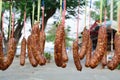 Hanging Dried Traditional sausages of North-eastern Thailand