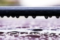 Hanging drops of water on the car roof after rain, nature background