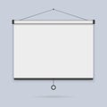 Hanging empty projection screen on the wall background icon Royalty Free Stock Photo