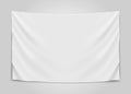 Hanging empty white flag. Blank flag concept.