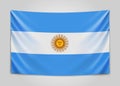 Hanging flag of Argentine. Argentine Republic. National flag concept. Royalty Free Stock Photo