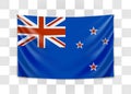 Hanging flag of New Zealand. New Zealand. National flag concept.