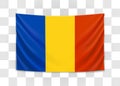 Hanging flag of Romania. Romania. National flag concept.