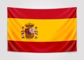 Hanging flag of Spain. Kingdom of Spain. National flag concept.