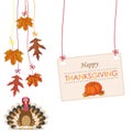 Hanging Foliage Banner Thanksgiving Turkey Pumpkin