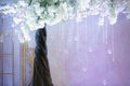 Hanging glass and shiny beads are an element of the wedding decor