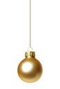 Hanging gold Christmas ornament isolated Royalty Free Stock Photo