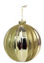 Hanging gold glitter Christmas ornament. Royalty Free Stock Photo