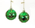 Hanging Green and Gold Christmas Tree Balls