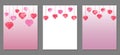 Hanging grunge hearts, great for vertical banner, card, wallpaper for Valentine`s Day, wedding day and etc. Set. Vector