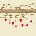Hanging hearts love background