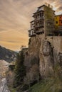 Hanging houses on the heights of the Huecar River gorge in the medieval city of Cuenca. Europe Spain Royalty Free Stock Photo