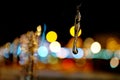 Icicle at night with bokeh effect Royalty Free Stock Photo