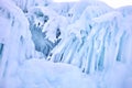 Hanging Icicle on Olkhon island in frozen Baikal lake in Siberia,Russia during winter time Royalty Free Stock Photo