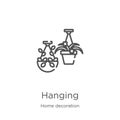 hanging icon vector from home decoration collection. Thin line hanging outline icon vector illustration. Outline, thin line Royalty Free Stock Photo