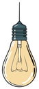 Hanging incandescent light bulb vector illustration for idea and creativity concepts Royalty Free Stock Photo