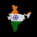 Hanging India flag in form of map. Republic of India. National flag concept.