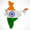 Hanging India flag in form of map. Republic of India. National flag concept.
