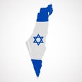 Hanging Israel flag in form of map. State of Israel. Israeli national flag concept.