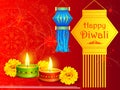 Hanging kandil lantern with diya for Happy Diwali holiday of India