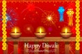 Hanging kandil lantern with diya for Happy Diwali holiday of India