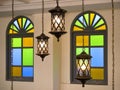 Hanging Lamps with Half Round Windows Royalty Free Stock Photo