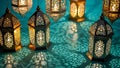Hanging Lanterns with Light Patterns Royalty Free Stock Photo