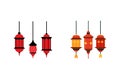 Hanging lanterns vector art illustration icon set Royalty Free Stock Photo