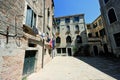 Hanging laundry clothes in street of Venice, Italy Royalty Free Stock Photo