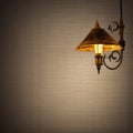 Hanging light fixture with metal design, wall blank glow