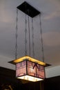 Pendant light at The Hill House, Scotland UK, designed in British Art Nouveau Modern Style by Charles Rennie Mackintosh. Royalty Free Stock Photo