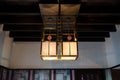 Pendant light at The Hill House, Scotland UK, designed in British Art Nouveau Modern Style by Charles Rennie Mackintosh.