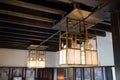 Pendant lights at The Hill House, Scotland UK, designed in British Art Nouveau Modern Style by Charles Rennie Mackintosh. Royalty Free Stock Photo