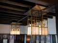 Pendant lights at The Hill House, Scotland UK, designed in British Art Nouveau Modern Style by Charles Rennie Mackintosh.