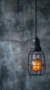 Hanging lightbulb industrial concept on cement background design Royalty Free Stock Photo