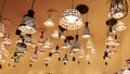 Hanging home lighting in lighting shop