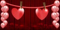 Hanging love, with flying balloon vector illustration Royalty Free Stock Photo